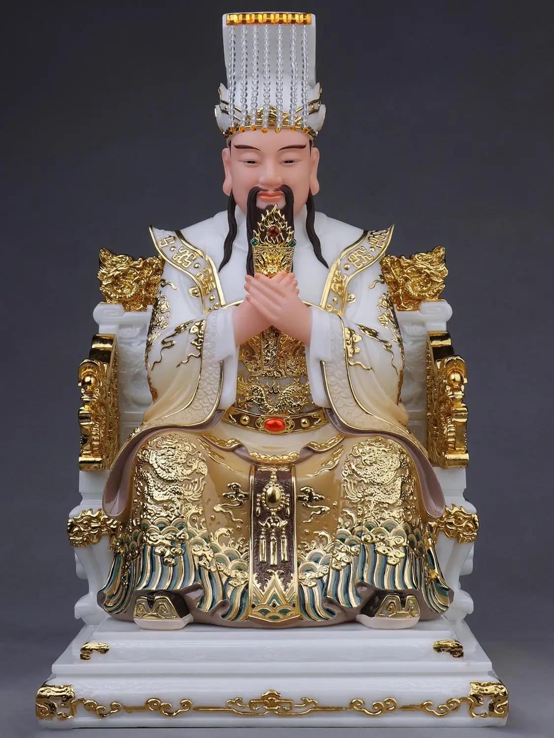 High grade gilding jade Royal BUDDHA figure HOME shop Prosperity SAFE LUCKY protection Omnipotent God YU HUANG DA DI statue