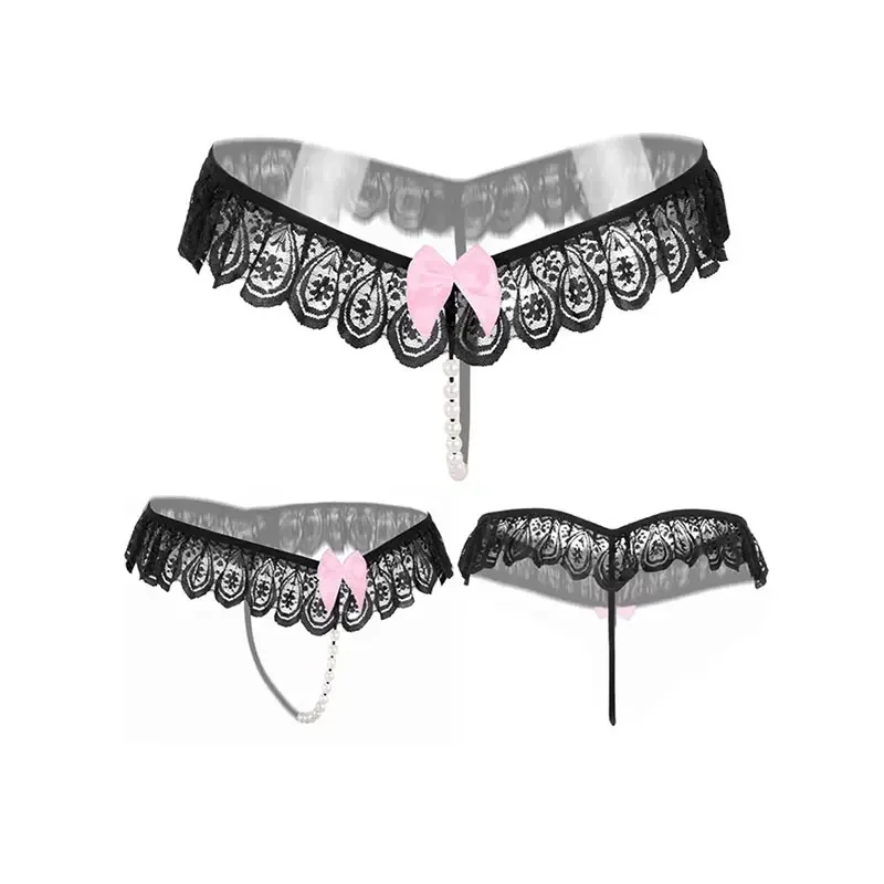 سراويل داخلية مثيرة من الدانتيل لكوسبلاي ، لؤلؤ مغري ، تدليك ، ثونغ مفتوح ، شفاف ، إحساس أنثوي ، لوليتا ، مفردة