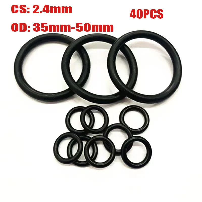 NBR O Ring CS 2.4mm OD 35mm-50mm Sealing Washer Nitrile Rubber O-ring Plumbing Gaskets Oil Resistant High Temperature Orings