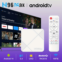 NEWAndroid 14.0 H96 MAX RK3518 WHITE Set Top Box 4K 3518 Quad Core Wifi6 BT 5.4 100M/LAN 3D Google Voice Assistant Smart TV Box