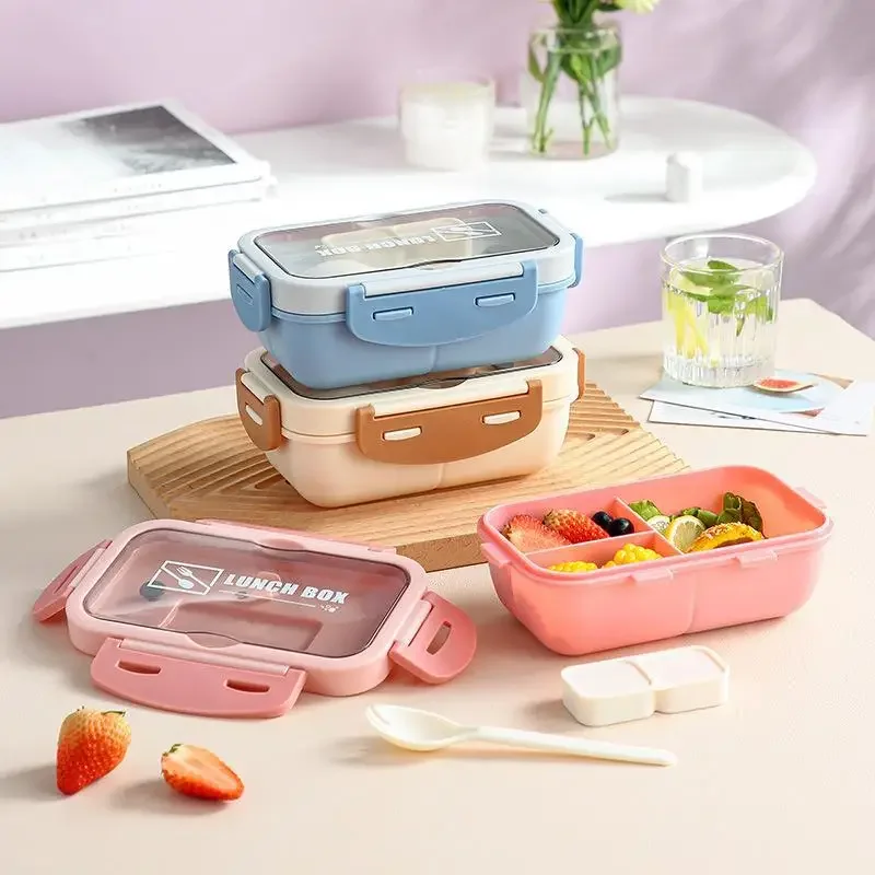 

Colorful Cute Portable Hermetic Lunch Box Children Student Bento Box with Fork Spoon Leakproof Microwavable Prevent Odor School