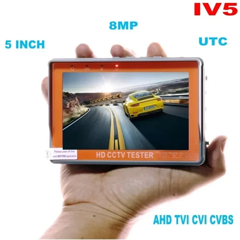New IV5 CCTV Tester 5inch AHD TVI CVI CVBS Camera Tester monitor 8MP portable handheld style Support UTP PTZ UTC RS485 800x480