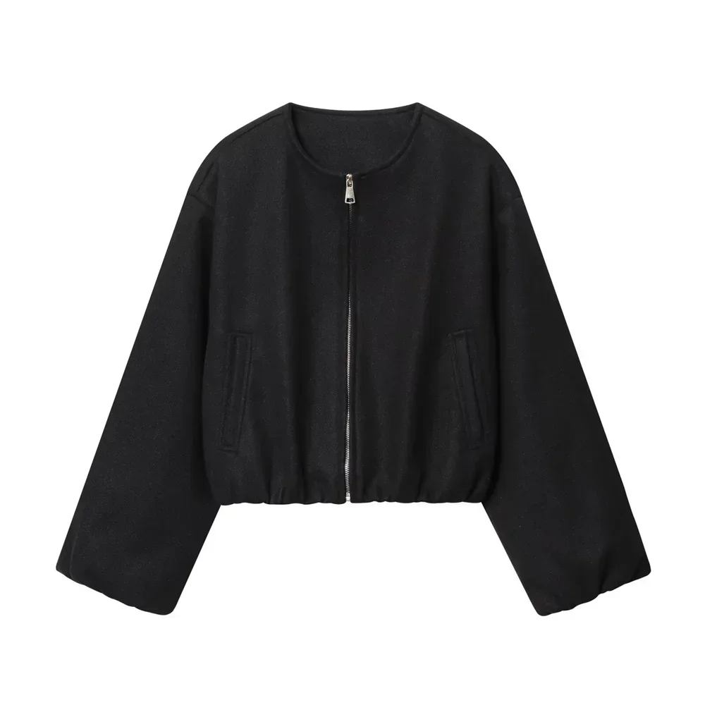 

2025 New Women's autumn new style European and American casual loose stand up collar zipper pilot jacket jacket