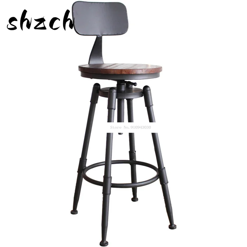 swivel-bar-chair-with-soft-cushion-seat-rotatable-and-liftable-seat-iron-art-retro-and-american-country-style