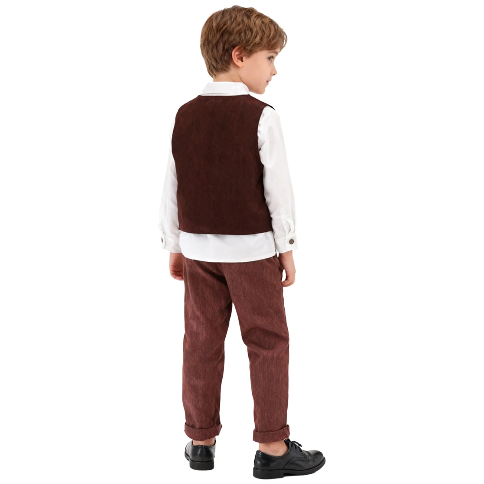 Bambini Ragazzi Uniformi scolastiche Abito da gentiluomo Camicia Gilet Pantaloni Set di vestiti per la festa di compleanno Abiti da battesimo Abiti da ragazzo