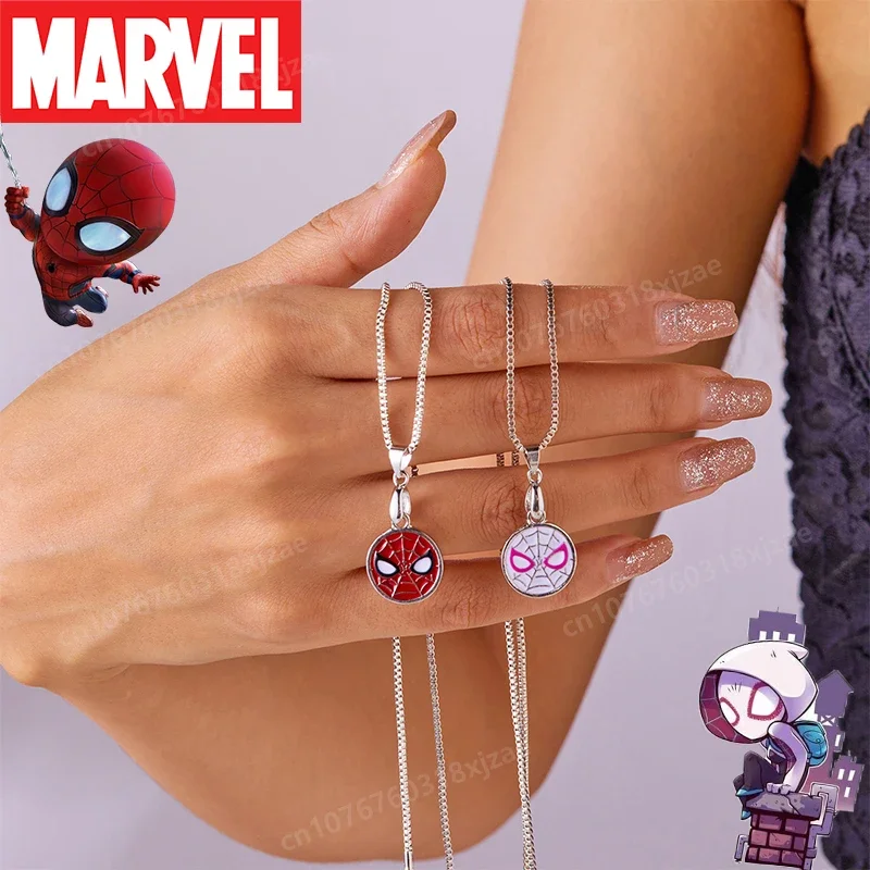 Disney Spider-mans Magnetic Necklace Comic Movie Figure Fashion Jewelry Accessories Anniversary Birthday for Couple Decor Gifts