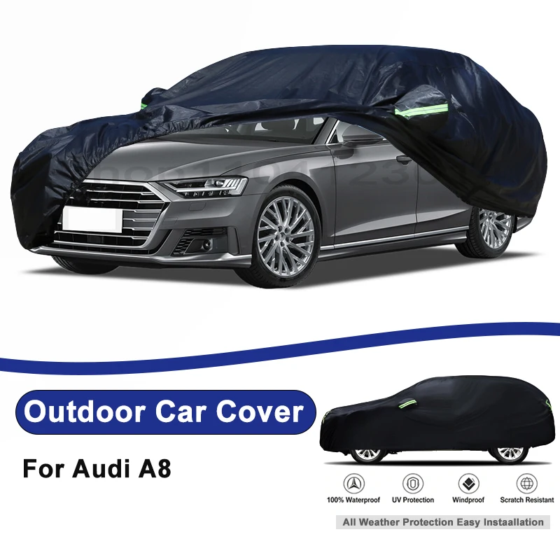 

Outdoor Full Car Cover For Audi A8 with Reflective Strips Waterproof Snowproof Dustproof UV Protection Auto Accessories