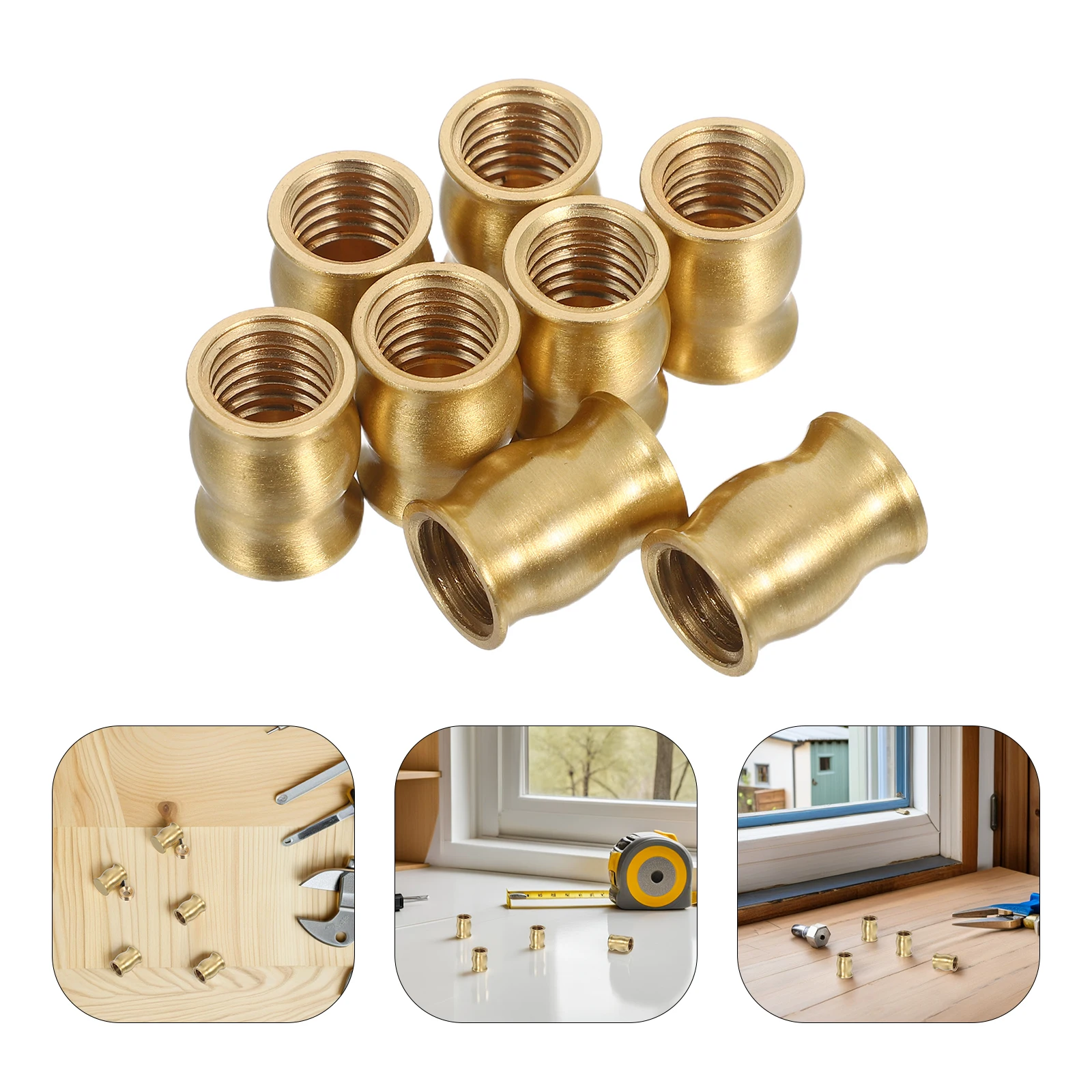 

8 Pcs Cutting Board Brass Tray Foot Pad Base Legs Decorative Round Lifting Trays for Stand Feet Golden Support