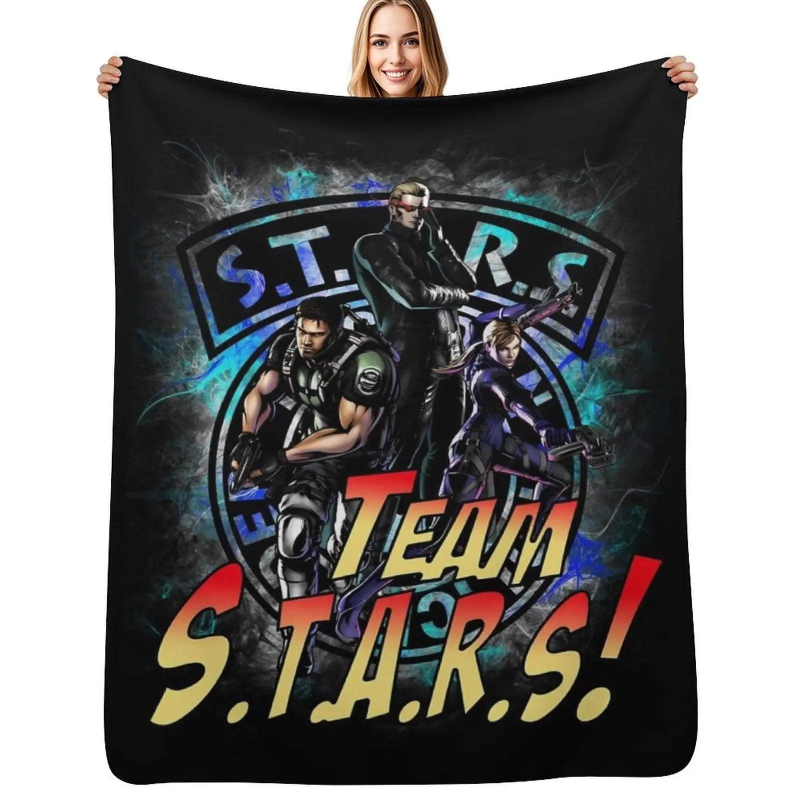 

TEAM STARS! MVC3 edition! Albert, WESKER, Jill VALENTINE and Chris REDFIELD Throw Blanket warm for winter Beautifuls Blankets
