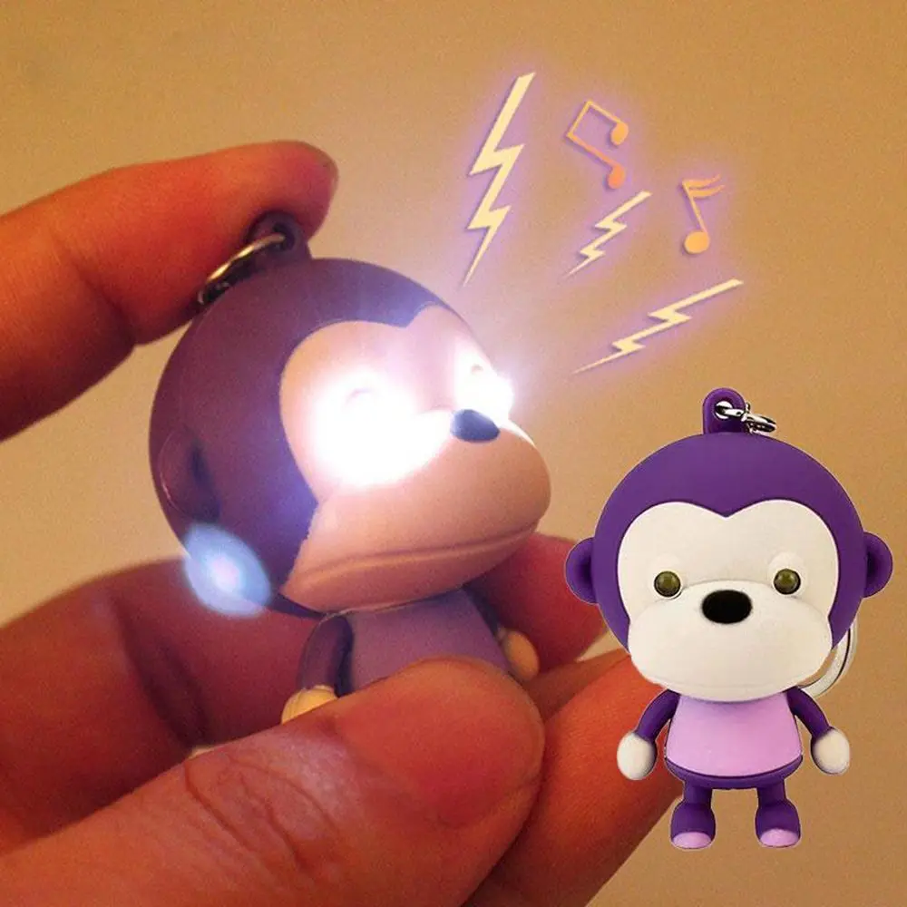 Women Plastic Novelty Toy Lighting Bags Accessories Cartoon Car Pendant Keyring Keychain Monkey with LED Light