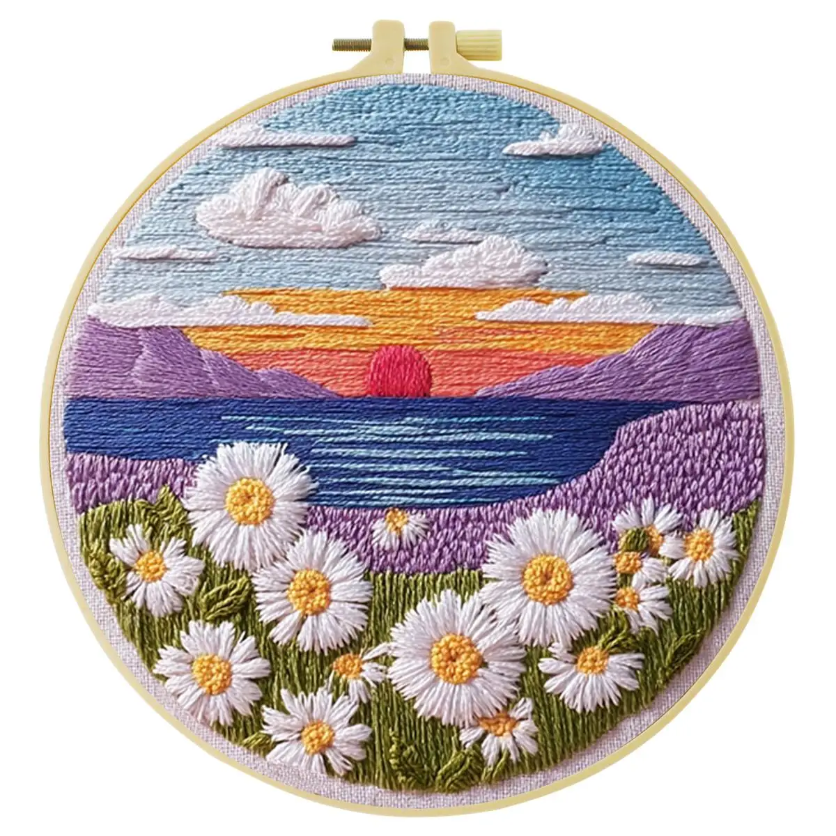 1 Stück 20X20CM/15X15CM 7,87/6,3 Zoll Blumen-Stickerei-Starter-Kit DIY-Kit DIY-Stickerei-Set Handarbeiten Nähkunst Heimdekoration – Detail 3