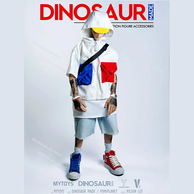 SUPERDINOSAUR Original 1/6 Trendy Boy Action Figure Street Sprots Red Blue White Hoodies Top Mini Crossbody Bag For 12