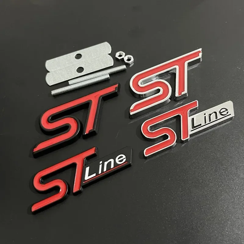 3D Metal ST Line Front Grille Emblem Car Rear Trunk Badge For Ford Edge Puma Kuga Mondeo Fiesta Ecosport Focus STLINE Sticker