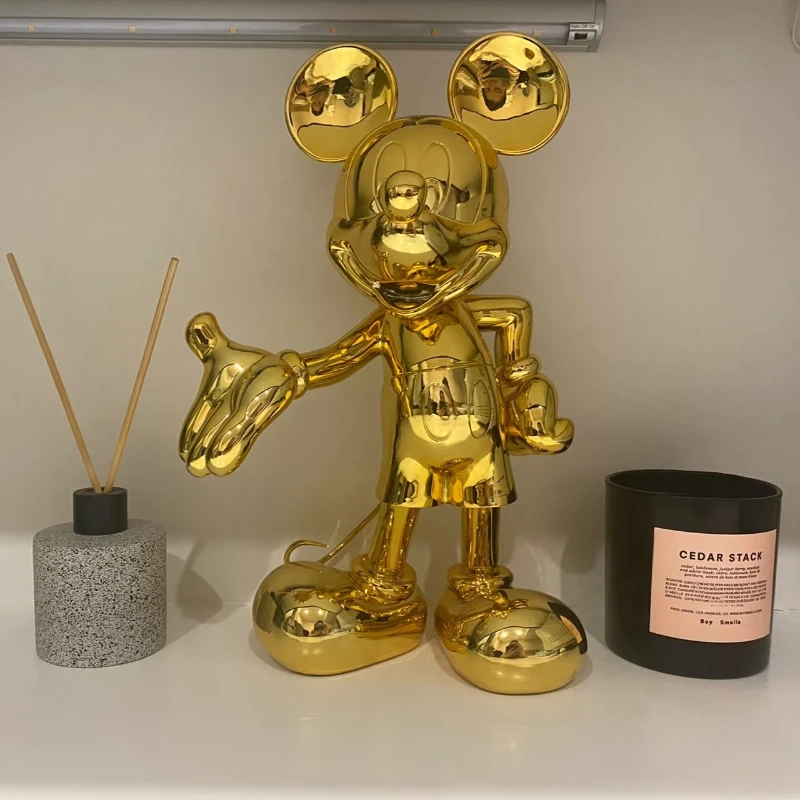 

20cm Gold/silver Mickey Mouse Resin Statue Classic Character Craft Model Home Decoration Ornament Children's Gift