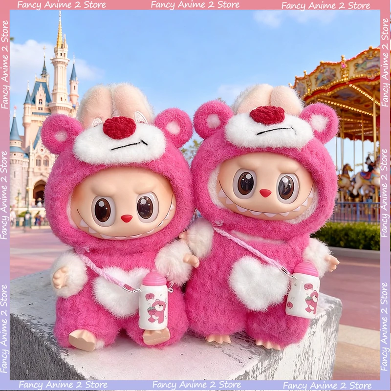 

Cute Cartoon Lotso Clothing for 15-17cm Labubu Pink Mini Plush Dolls Dress Up Costume Handmade Dolls Accessories Good Present
