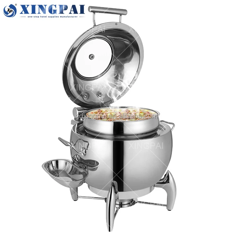 Restaurant & Hotel Supplies Elegant Silver Soup Kettle Buffet Warming Pot Electric Soup Warmer for Catering Buffet