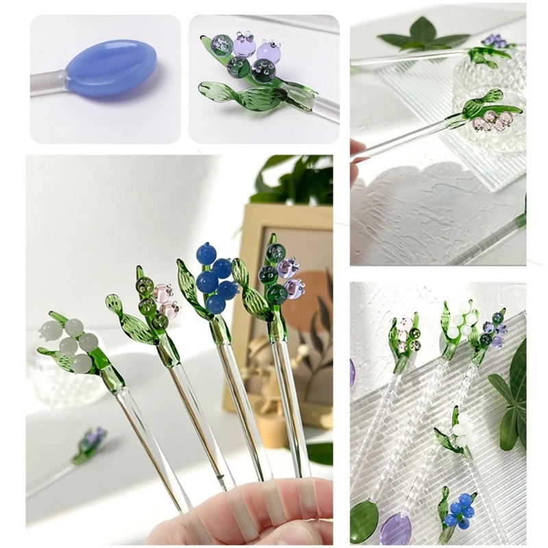 Glass Stick Stirring Spoon Bells Orchids Flower Stirring Rod Coffee Teas Mixing Spoon Drinkware Stirrer Spoon Dropshipping