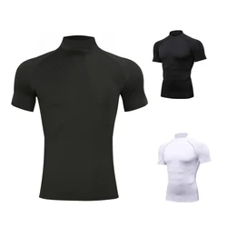 1pcs Men T-Shirts Running Shirt Boys Basketball Shirts Men's Jersey Sportswear Mens Jogging Quick Dry Mock Neck Fitness Tops