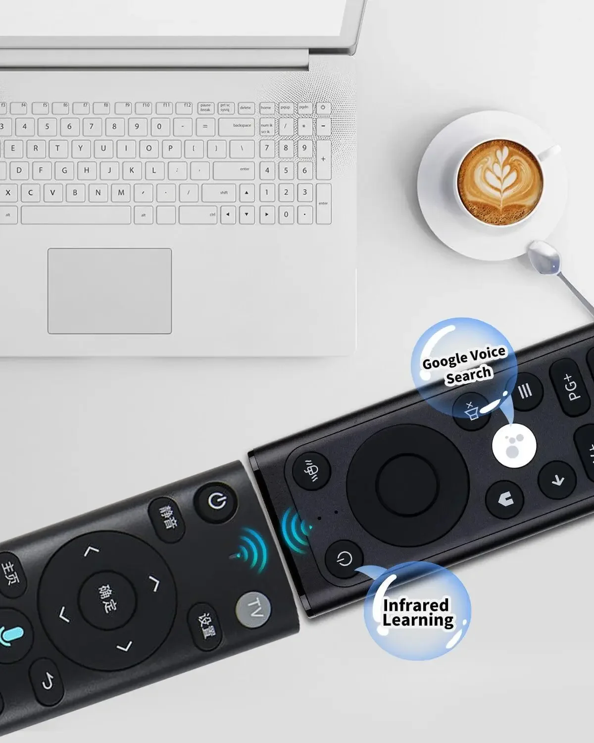 iPazzPort Mini 2.4G/BT Wireless Keyboard w/Air Mouse, IR TV Remote & Voice Control |  Aluminum for PC/Android（only Silver) view 4
