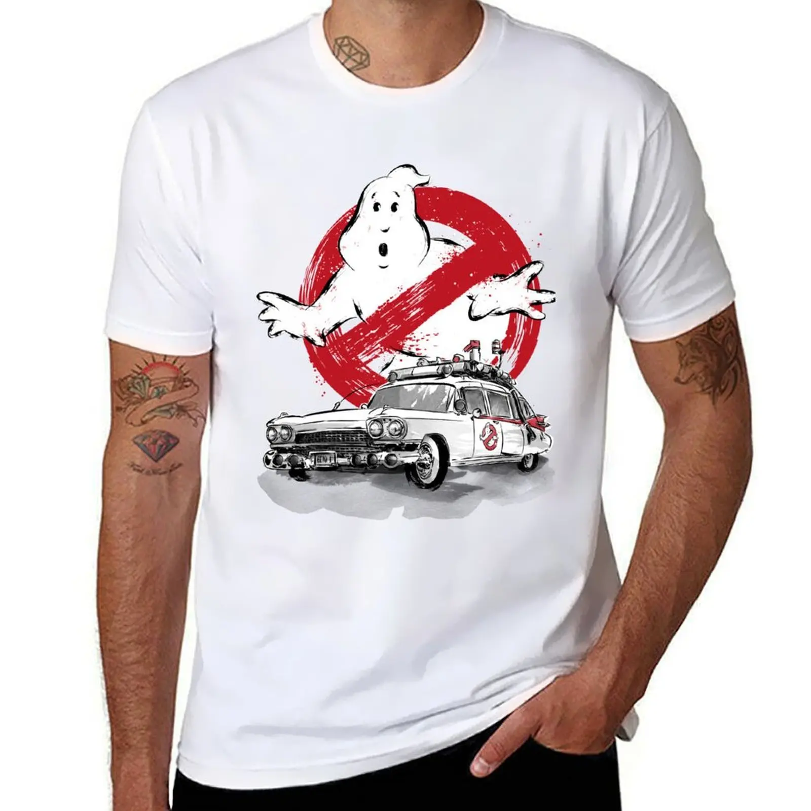 Camiseta Ecto 1 sumi-e, camiseta informal de algodón para hombre, camiseta 100%