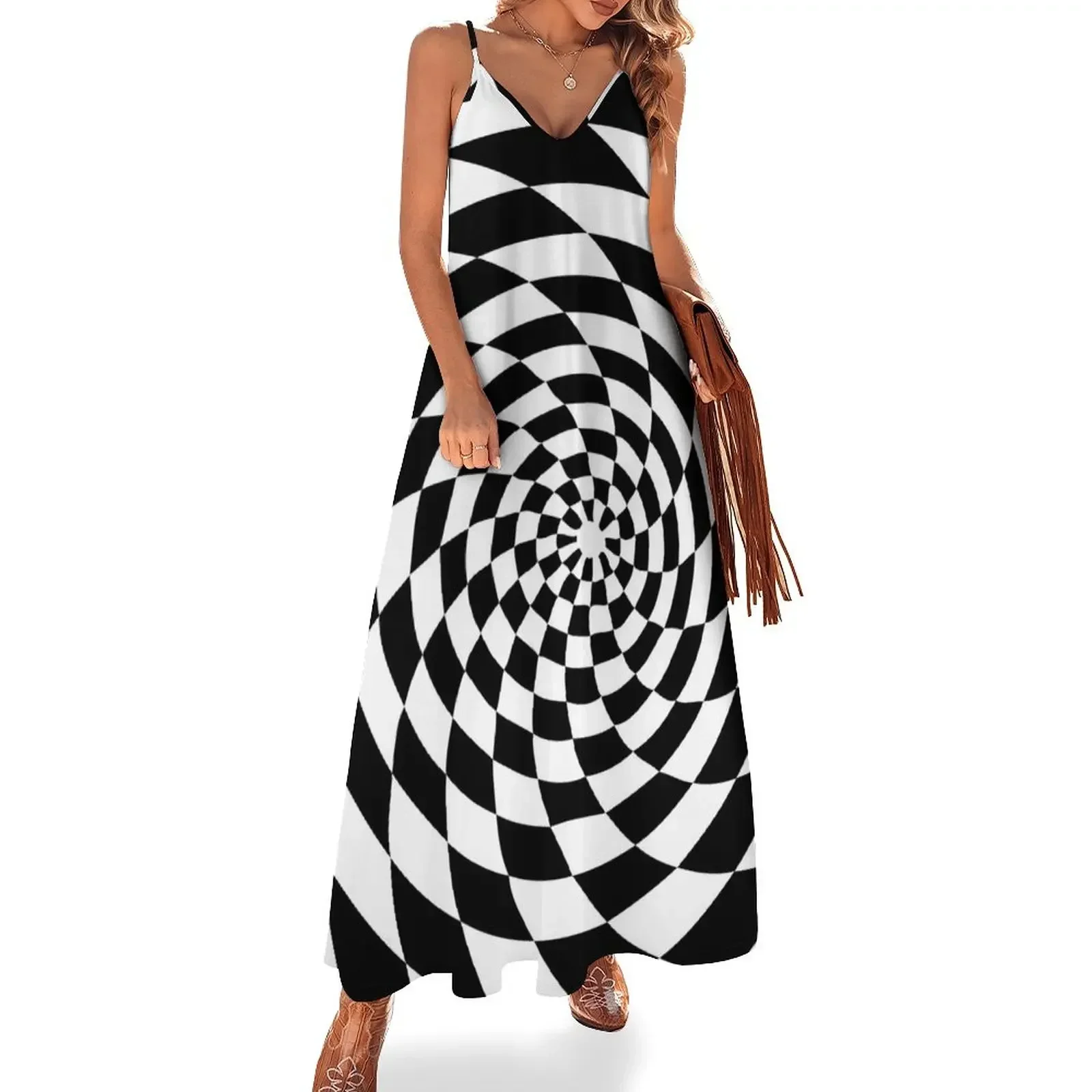 

Optical Illusion Op Art Black and White Sleeveless Dress dress for women Casual dresses cocktail dresses Dress