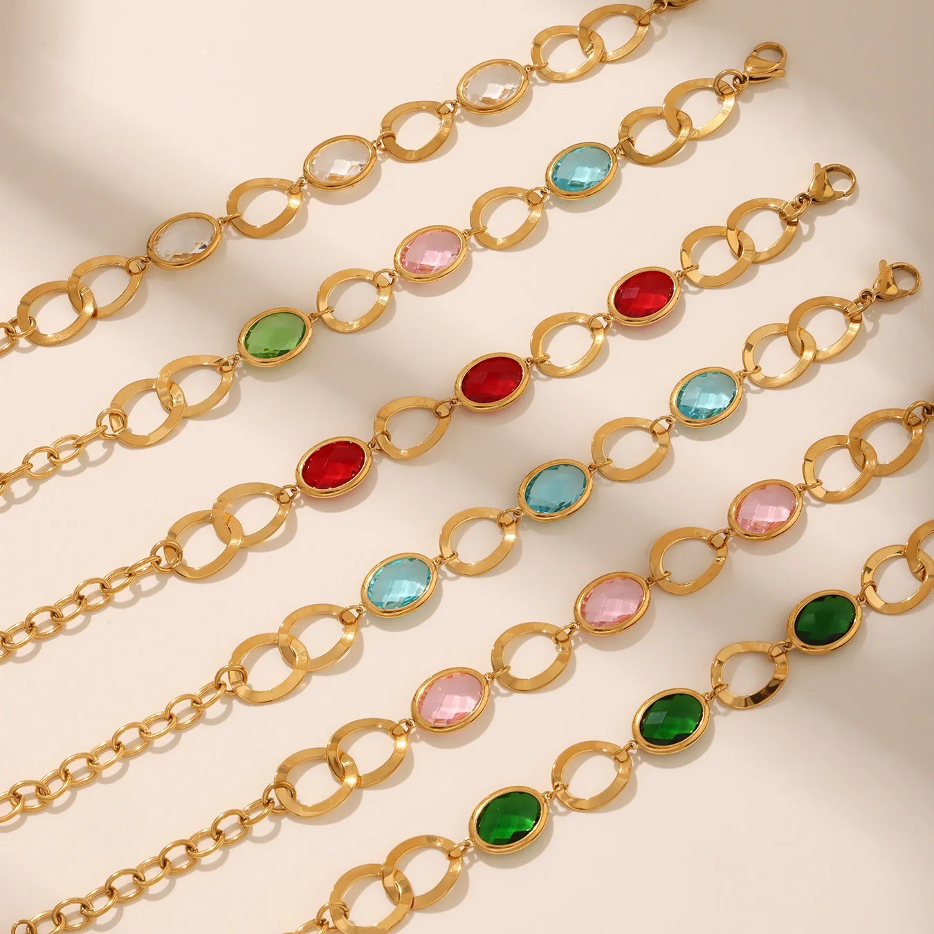 Nivora Excellent Oval Glass Chain Bracelets For Women Stainless Steel Charm Bracelets Fashion Wedding Engagement Jewelry Gifts