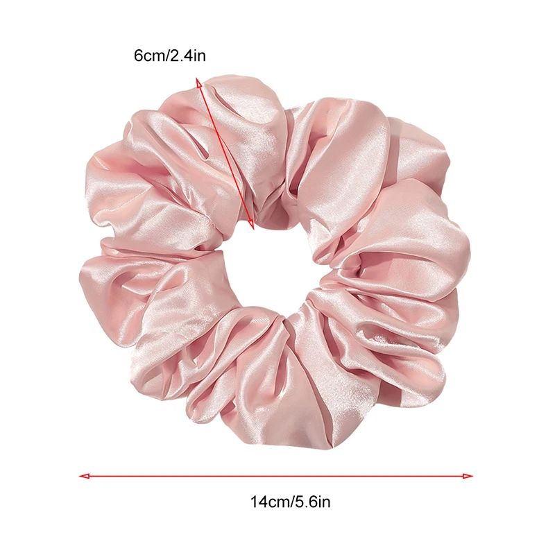 Grandes Scrunchies de seda de cetim para mulheres, cor pura, elásticos, laços de cabelo, elástico, acessórios de luxo, 14cm