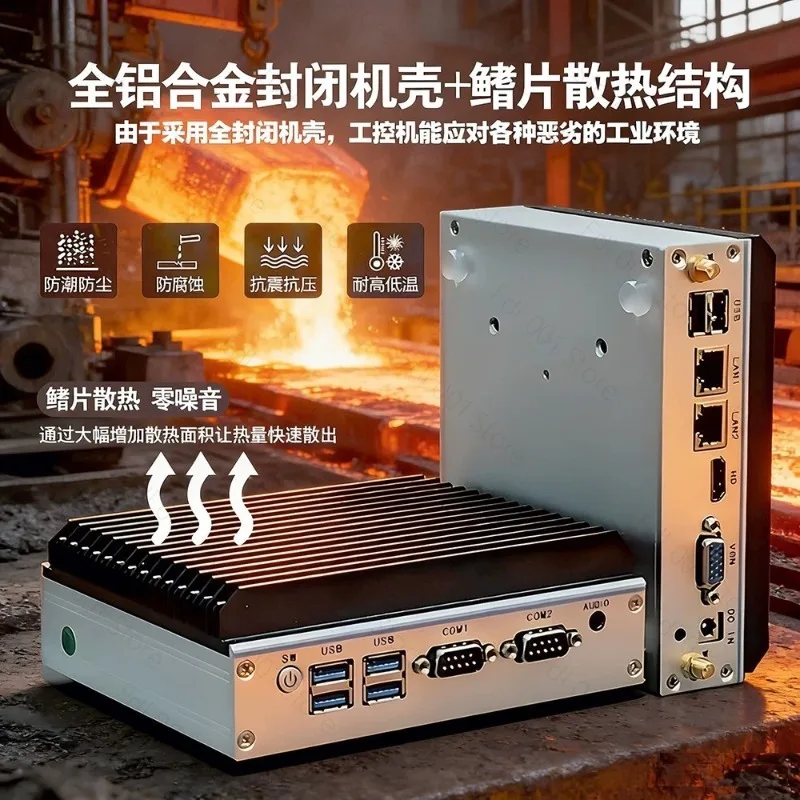 Fanless Mini Industrial PC N100 Quad Core Dual LAN RS485 Embedded Industrial Computer