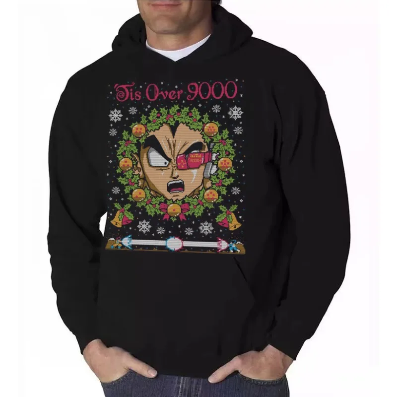 ドラゴンボール「ティスオーバー9000」クリスマスグラフィックフード付きスウェットシャツ男性女性アニメプルオーバーパーカーストリートウェアカジュアル冬Y2kトップ