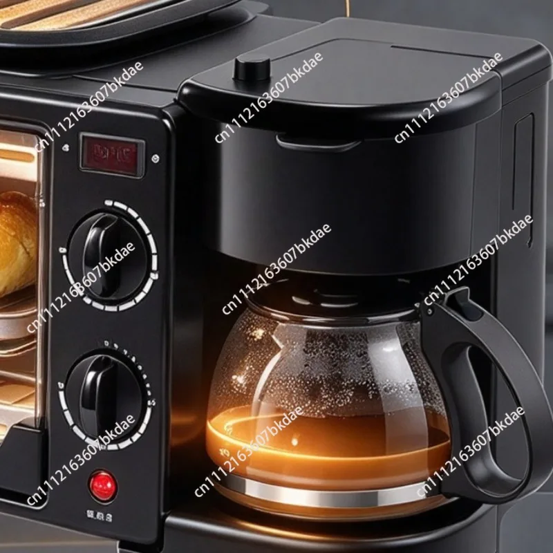 Three-in-one Breakfast Machine, Household Multi-functional Electric Oven, Coffee Machine, Grilling and Frying in One