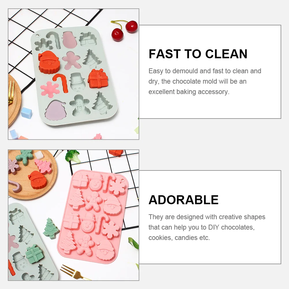 

2 Pcs Cake Baking Mold Chocolate Making Tools Moulds Christmas Candy Small Silicone Molds for Mold/cake