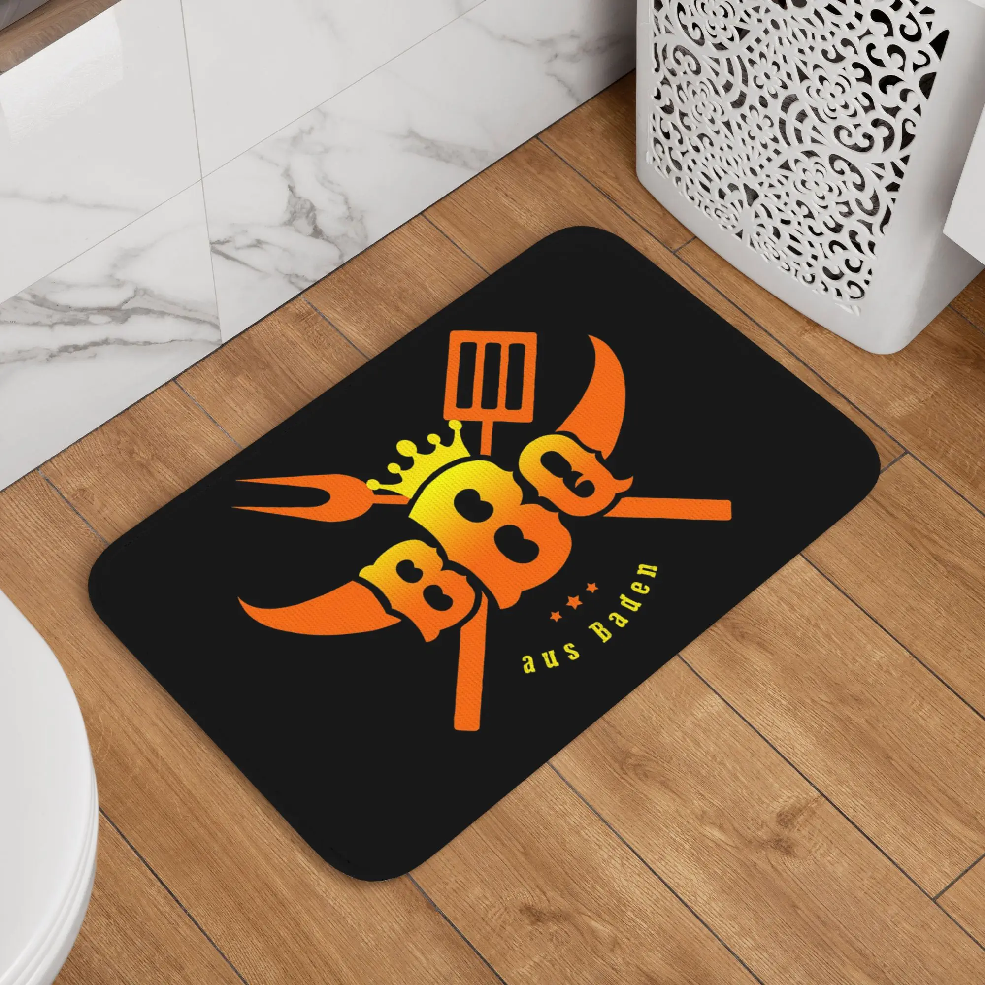 BBQ Grilling Cooking Black Chef Smock Barbecue Enthusiast Doormat Carpet Rug Kitchen Entrance Floor Mat for Bedroom Footpad Mats