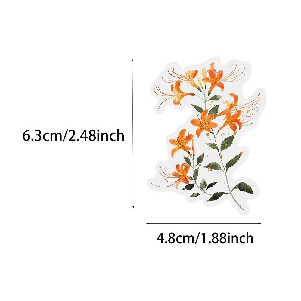 50PCS 방수 잉크 꽃 스티커 팩 애완 동물 꽃 소책자 꽃 재료 장식 비 반복 DIY 워터 컵 스티커