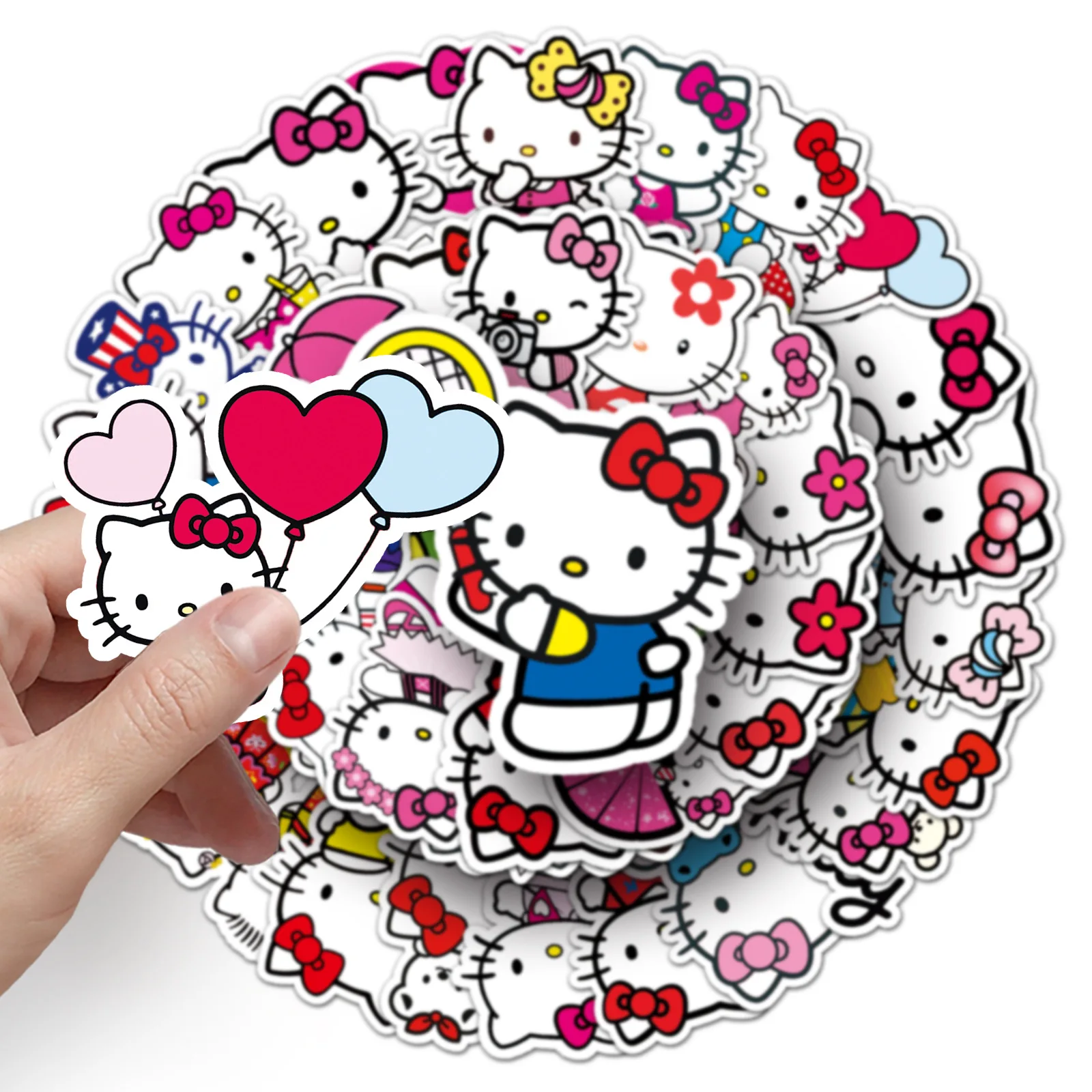 50pcs Hello Kitty Stickers Skateboard Waterproof  Stickers Laptop Skin Cute Anime Stickers Sanrio Phone Case Kawaii Packaging