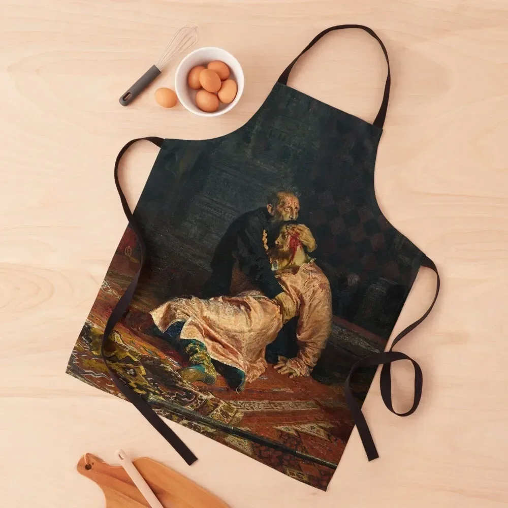 

Ivan the Terrible and His Son Ivan Apron Kitchens Accessories Waterproof Kitchen For Women Apron