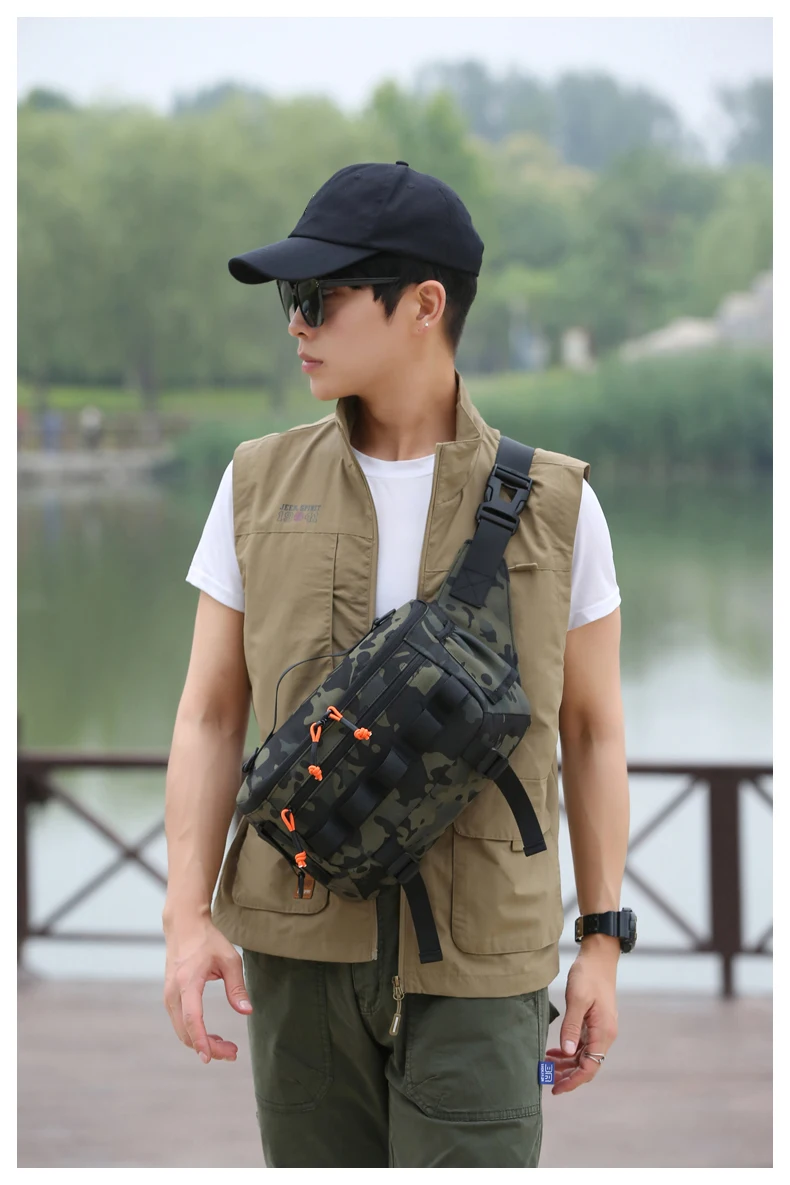 Angeln Brust Taille Tasche Taktische Outdoor Reise Sport Angeln Locken Taschen Jagd Camping Wandern Radfahren Pack Molle Rig Beutel – Detail 4