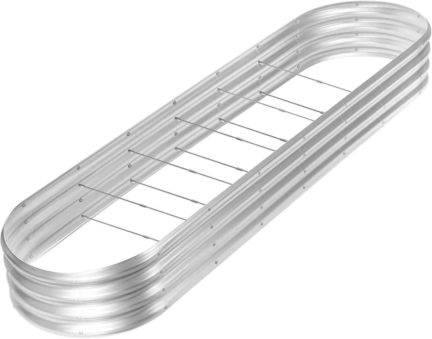 

8ft Galvanized Oval Raised Garden Bed Kit, 108 Gallon Capacity with 10 Connecting Rods for Outdoor Vegetables