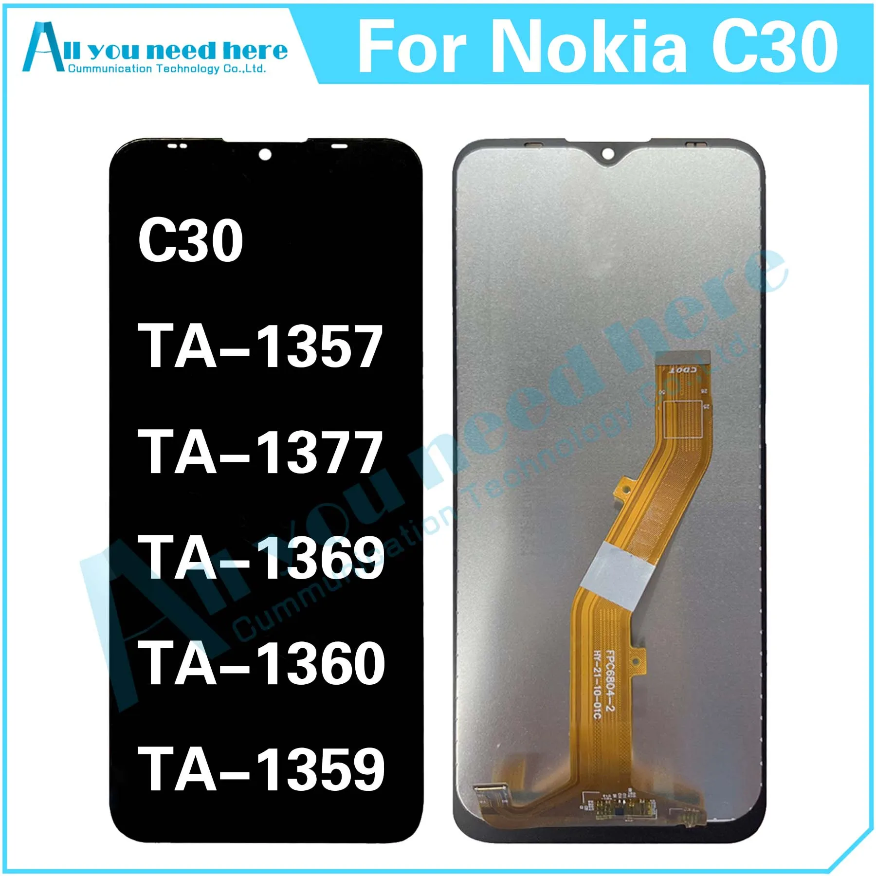 100% Test For Nokia C30 TA-1357 TA-1377 TA-1369 TA-1360 TA-1359 LCD Display Touch Screen Digitizer Assembly Repair Replacement