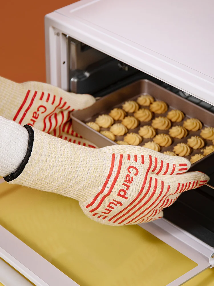 Thiened Silicone Heat Resistant Oven Gloves Microwave Proof Baking Kitchen Tools Anti-Scalding Protection Stripes Fast Sun ...