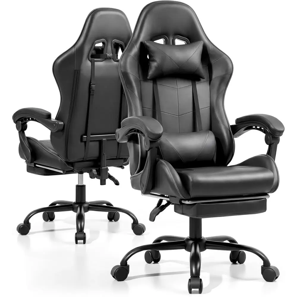Gaming Chair with ootrest and Lumbar Support, Height Adjustable Chair with 360°Oice Desk Chair,Heavy Duty 330lbs Computer Chair