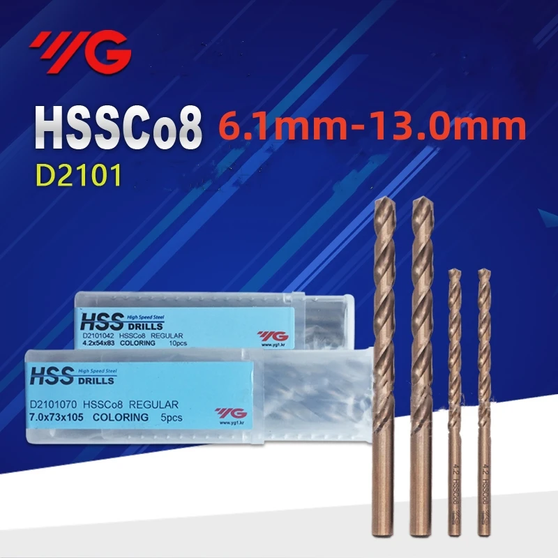 

HSS Korean YG Twist Drill Bit High Speed Steel Straight Drills D2101 6.1-6.5-7.0 7.1-7.5-8.0-8.5-9.0 9.1-9.5-10-10.5-11.1-13mm