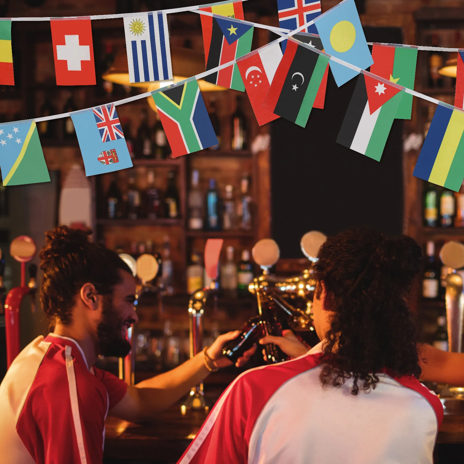 

200Pcs String Country Flags Hanging Polyester Decorations Sports Clubs Party Banner Assorted International Flags