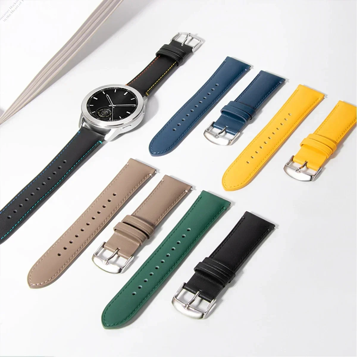 Suitable for Xiaomi s3/s4 watch strap genuine leather material original replacement black rainbow beautiful yellow dual time zon