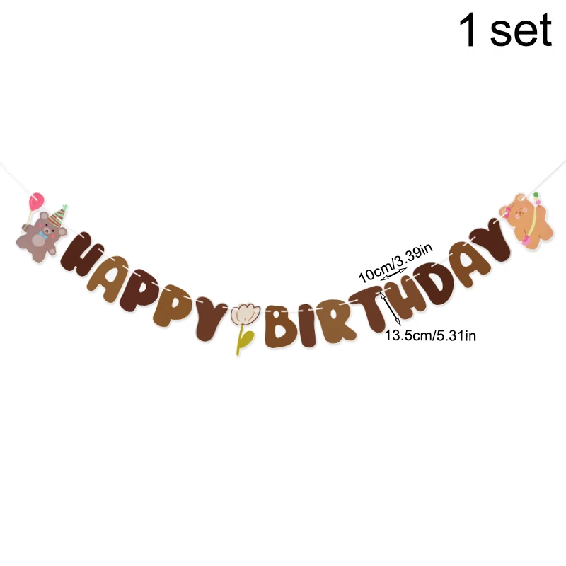 Bear Happy Birthday Banner Cute Paper Birthday Bunting Banner Hanging Garland For Kids Baby Shower 1st First Birthday Decoration