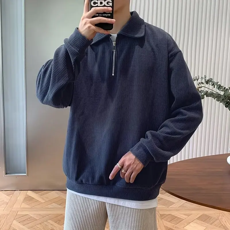 

Casual Lightweight Hoodie Men's Trendy Brand Handsome Street Style Half Zip Shirt High-End Feel Outerwear Top for Men