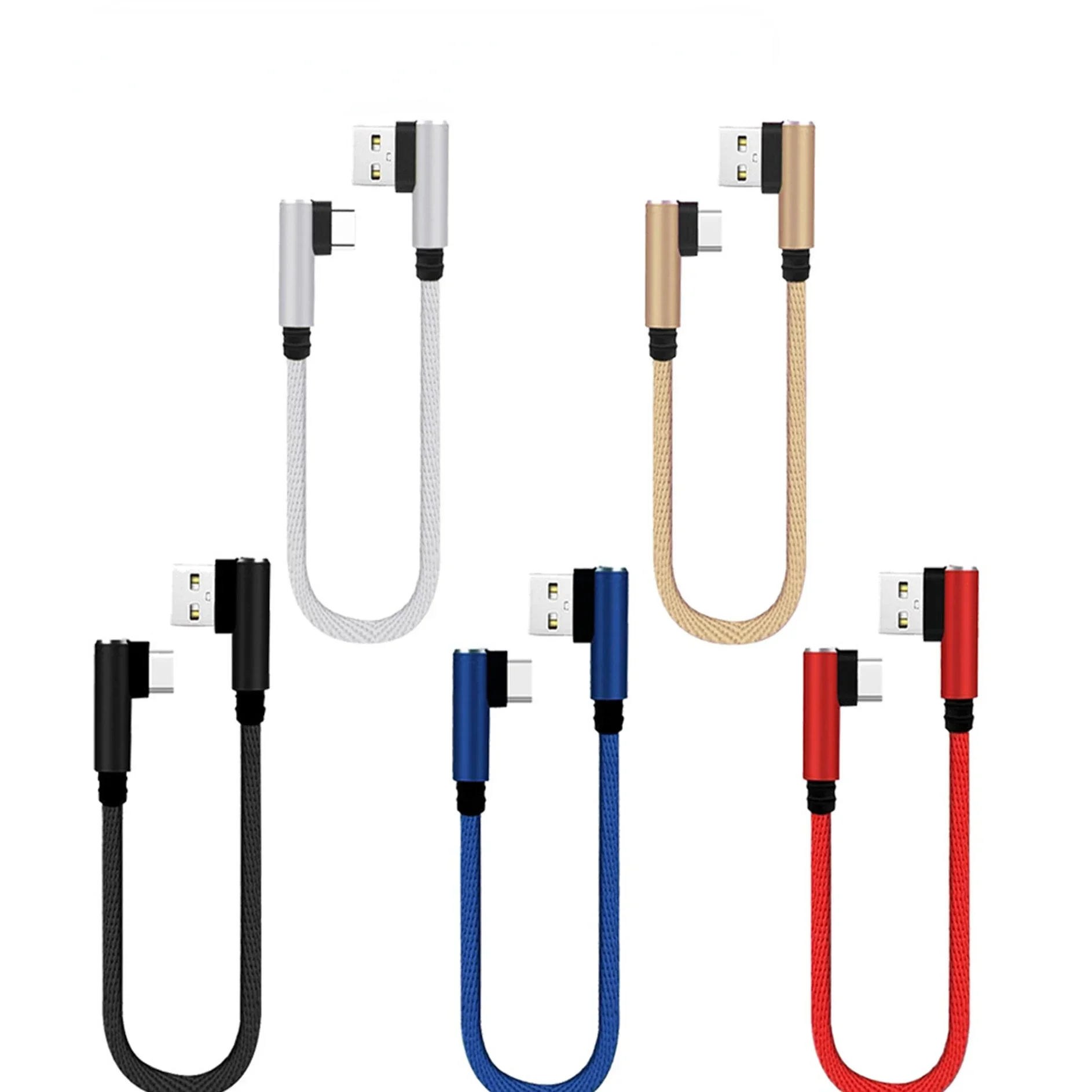 

25cm USB To Type C Short Charging Cable Elbow 90 Degree USB C Micro USB Cable 2A Fast Charging Mini Extension Cable