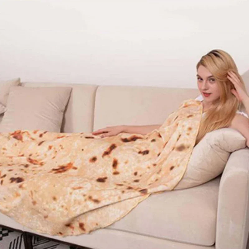 1pc Soft and Warm Mexican Tortilla Pancake Print Flannel Blanket for Couch, Sofa, Office, Bed, Camping and Traveling