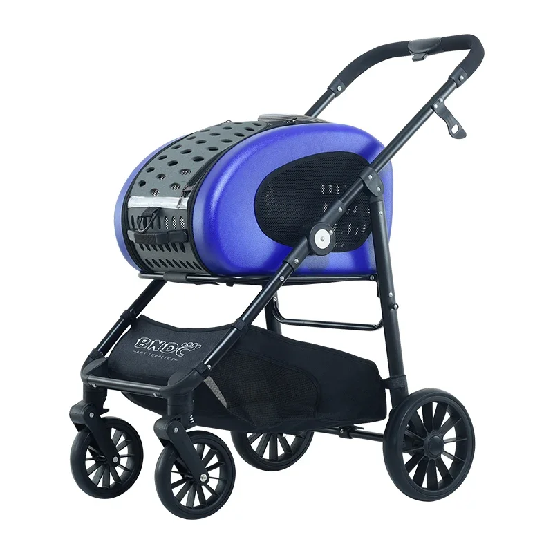 

Wholesale Foldable Oxford Fabric Pet Stroller Dog Cat Small Animals 4 Wheels Pet Carrier Trolley Travel Outdoor