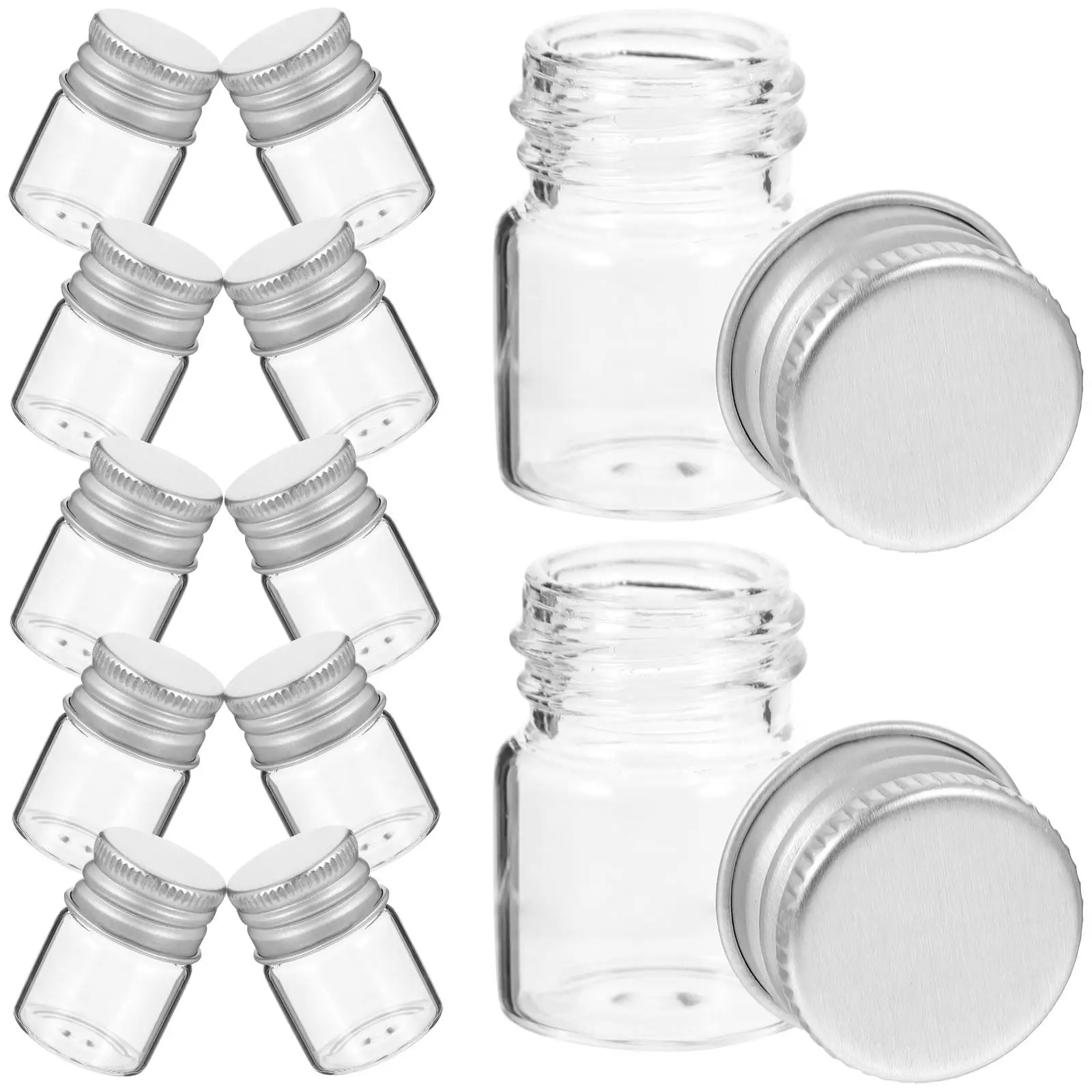 

12PCS Transparent Glass Storage Bottles Sealed Food Can Jar Flower Tea Tank Dried Fruit Grains Storage Container with Aluminum S