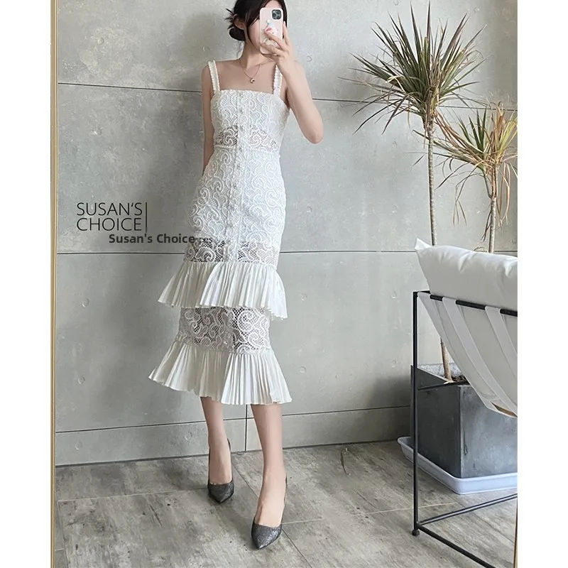 

Элегантное женское платье Susan с цветочным узором, без бретелек, из плотного роскошного водорастворимого кружева, фасон «рыбий хвост», однотонное, длинное